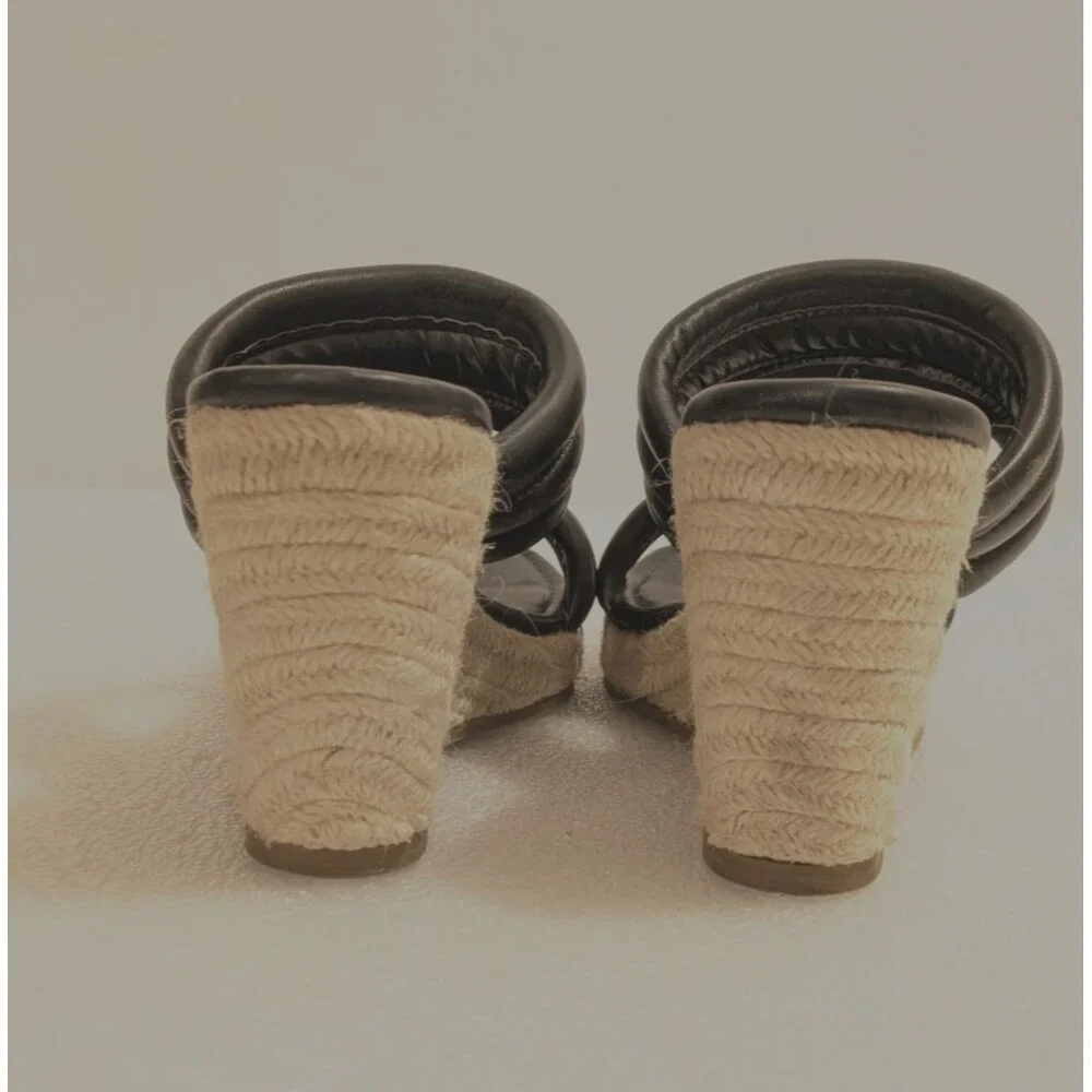 Steve Madden Tahani Wedge Espadrille Sandals Black Women's Size 9 Coastal Chic